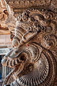 The great Chola temples of Tamil Nadu - The Brihadishwara Temple of Thanjavur. Brihadnayaki Temple (Amman temple)  details of the sculptures of the porch of the mandapa. 